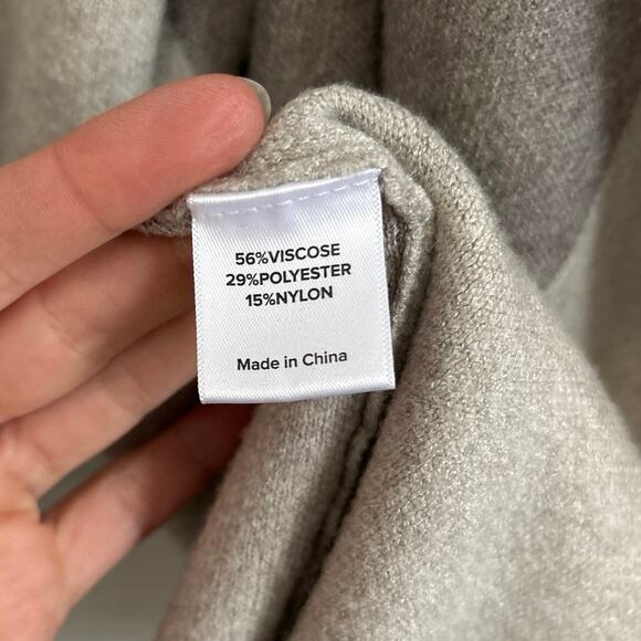 Evereve Rochelle Gray Striped Hooded Open Front Poncho Sweater M/L - Picture 9 of 10